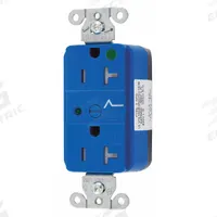 HUBBELL Receptacle: Hospital Grade Fed. Spec., Duplex, 5-20R, Blue, 125V AC, 20 A, 2 Pole / 3 Wire (MPN SNAP8362S)