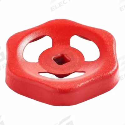 JW WINCO Valve Handwheel: 6 Point, 80 mm Handle Dia, 9 mm Square Spindle, Red - 6-Lobed Valve Knobs with Square Through-Hole
