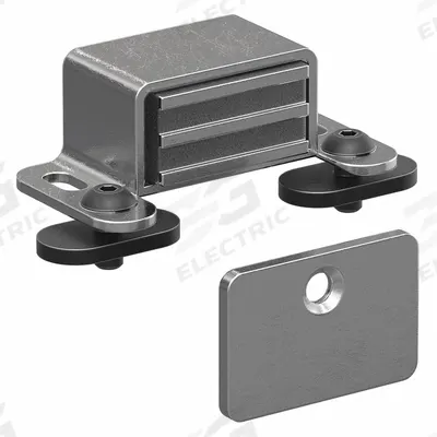 80/20 Magnetic Catch: 2 1/16 in x 1 in x 3/32 in, 10 Series/15 Series, Silver - Magnetic Door Catches