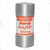 MERSEN Fuse: A4J Series, Class J, Cylindrical Body, Fast-Acting, 50 A, 600 V AC, 300 V DC (MPN A4J50). Key specifications — attr1287274: A4J; attr211200: MERSEN.