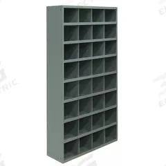 DURHAM MFG Pigeonhole Bin Unit: 34 in x 11 15/16 in x 66 in, 32 Compartments, Gray, Steel (MPN 725-95). Key specifications — attr7229: Steel; attr38869: DURHAM MFG; attr38873: Gray.