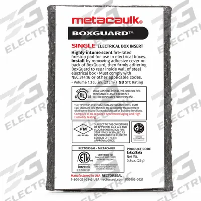 METACAULK Firestop Sheet: 1.81 in Overall Lg, 0.25 in Overall Wd - Firestop Gaskets