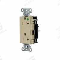 HUBBELL Receptacle: Hospital Grade, Decorator Duplex, 5-20R, Ivory, 125V AC, 20 A, 2 Pole / 3 Wire (MPN HBL2182STI)