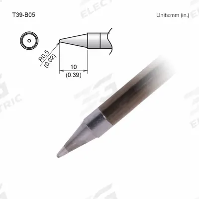 HAKKO Soldering Tip: T39 Series, Conical, 0.5 mm W - T39 Series Soldering Tips