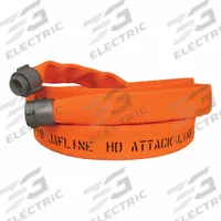JAFLINE HD Fire Hose: Double Jacket, 1 1/2 in Hose Inside Dia, 50 ft Hose Lg, Polyester, Orange (MPN HD150O050-NP150). Key specifications — attr660609: NPSH; attr660602: Rocker; attr660607: Aluminum.