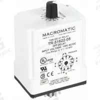 MACROMATIC Single Function Time Delay Relay: Socket Mounted, 120V AC/DC, 10 A, 11 Pins/Terminals (MPN TR-51622-05). Key specifications — Brand: MACROMATIC.