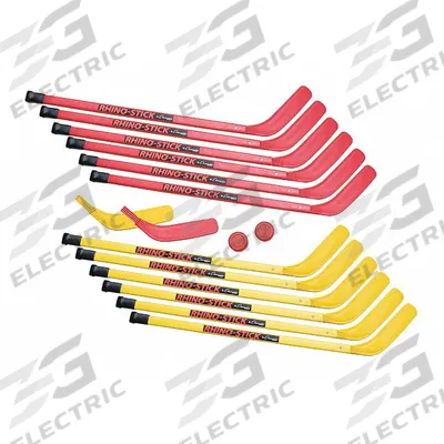 CHAMPION SPORTS Hockey Kit: 2 Repl Heads, 12 Sticks, 2 Pucks, 0 Balls, Red, 36 in Stick Lg - Youth Hockey Sets