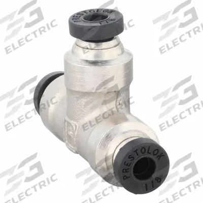 PARKER Push-Fit Tee Fitting: 1/8 in OD x 1/8 in OD x 1/8 in OD Size, Brass - Nickel-Plated Brass Tube Fittings