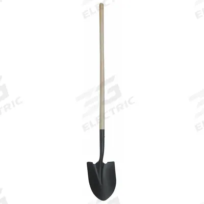 WESTWARD Round Point Shovel: Steel Blade, 14 ga, Straight Handle Type, Wood Handle - Round Point Shovels