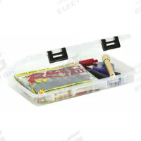 PLANO MOLDING Storage Box: 14 in x 8 7/8 in x 1 7/8 in, Clear, 1 Compartments, 0 Adj Dividers, Latch (MPN 370710). Key specifications — ESD Conductive: Not Electrostatic Discharge Conductive; Color: Clear; Brand: PLANO MOLDING; Material: Plastic.