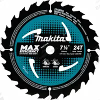 MAKITA Circular Saw Blade: 7 1/4 in Blade Dia., 24 Teeth, 0.06 in Cut Wd, 5/8 in Arbor Size, Framing (MPN B-61656). Key specifications — attr1116119: MAKITA; attr1145631: Wood.