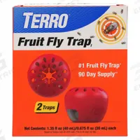 TERRO Fruit Fly Trap: For Use On Flying Insects, Bait Box Trap, Indoor Use, 2 PK (MPN T2503B). Key specifications — Brand: TERRO; Indoor/Outdoor Use: Indoor; Insect Group: Flying; Targeted Insects: Flies; Trap Style: Bait Box.