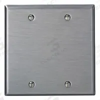 LEVITON Wall Plate: Blank, 2 Gang, Jumbo Size (MPN 84125-40). Key specifications — Brand: LEVITON; Material: Stainless Steel.