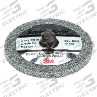 SCOTCH-BRITE Unitized Wheel: 3 in Dia x 1/4 in W, TR Quick-Change, Ceramic, Coarse, Hard (8), DP-UR (MPN 7100109110). Key specifications — Series: DP-UR; Brand: SCOTCH-BRITE.