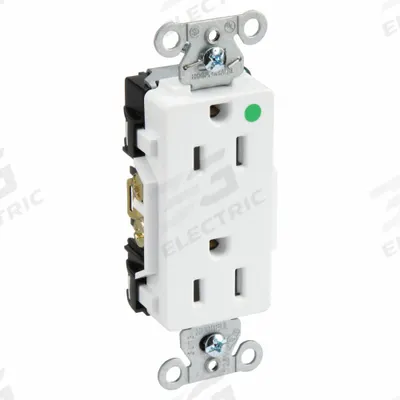 HUBBELL Receptacle: Hospital Grade Fed. Spec., Decorator Duplex, 5-15R, White, 125V AC - General Purpose Receptacles