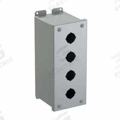 HAMMOND Push Button Enclosure: 30mm, 4 Holes, Carbon Steel - Enclosures for 30mm Operators
