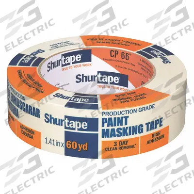 SHURTAPE Painter's Tape: CP 066, Tan, 1 7/16 in Roll Wd, 60 1/8 yd Overall Roll Lg - General Purpose Masking Tape