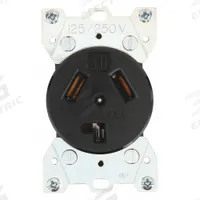 BRYANT Receptacle: Single, 10-30, Black, 125/250V AC, 30 A, 3 Pole / 3 Wire (MPN 9303)