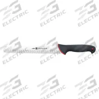 ZWILLING J.A. HENCKELS Knife: Hollow Edge, 10 in Overall Lg, Stainless Steel Blade, Black Handle (MPN 33110-251). Key specifications — Sub-brand: Kolor ID; Brand: ZWILLING J.A. HENCKELS; Blade Material: Stainless Steel; Blade Type: Hollow Edge; Handle Color: Black; Handle Material: Polypropylene; Knife Type: Slicer; NSF Certified: Yes.