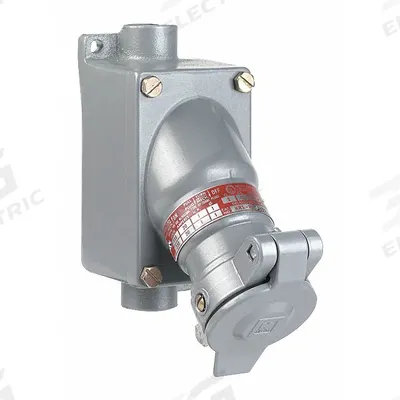 HUBBELL Pin and Sleeve Receptacle: Gray, 115/230V AC, Single Phase, 20 A, 3 Pole - Hazardous Location Receptacles