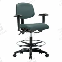 Ergonomic Chair: Vinyl, Arms Included, Ht Range 21 in to 28 1/4 in, 18 1/2 in Seat Wd, 17 in Seat Dp (MPN BR-VMBCH-RG-T1-A1-CF-RC-8546). Key specifications — Foot Support: Yes; Back Tilt Backward: 13.5°; Back Tilt Forward: 10.5°; Base Material: Nylon; Brand: APPROVED VENDOR; Product Type: Ergonomic Chair; ESD-Safe: Not ESD Safe; Seat Tilt Backward: 3°.