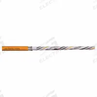 CHAINFLEX Servo Motor Cable: (4) 12 AWG (4.0)/(2) Shielded Twisted Pr 16 AWG (1.5), Orange (MPN CF210-40150202). Key specifications — Conductor Grouping: (4) 12 AWG/(2) Shielded Twisted Pair 16 AWG; Includes Ground: Yes; Overall Length: Order by the Foot; Minimum Bend Radius Factor - Fixed: 5 x OD; Minimum Bend Radius Factor - Flexible: 8 x OD; Brand: CHAINFLEX.