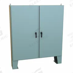 HAMMOND Electrical Enclosure: Steel, 72 in x 72 in x 13 in, NEMA 12/13/3R/4, w/Panel, Solid Cover (MPN HN4FM727212). Key specifications — Closure Method: Handle; Brand: HAMMOND; Knockouts: Not Included.