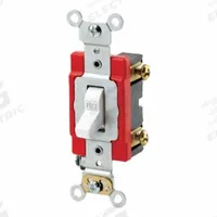 LEVITON Wall Switch: Toggle Switch, Single Pole, Maintained, White, 120/277V AC, 20 A (MPN A1221-2W). Key specifications — Illuminated: No; Voltage Rating: 120/277V AC.