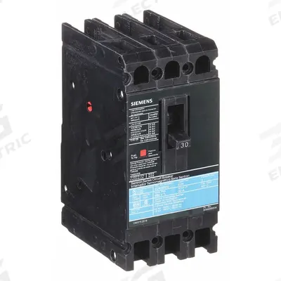 Siemens Molded Case Circuit Breaker: 30 A Amps, 18kA at 480V AC, Fixed, Load Side Lug - ED-Frame Siemens Molded Case Circuit Breakers
