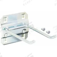 APPROVED VENDOR Double Rod Pegboard Hook: 3 1/2 in x 2 1/4 in, Screw-In, Surface, Silver (MPN 6YB96). Key specifications — Mounting Type: Surface; Finish: Zinc-Plated; Color: Silver; Accessory Type: 30-Degree Double Rod Hook; Locking System: Screw-In; Brand: APPROVED VENDOR.