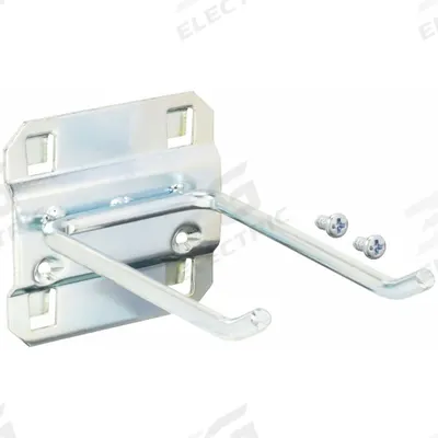 APPROVED VENDOR Double Rod Pegboard Hook: 3 1/2 in x 2 1/4 in, Screw-In, Surface - Hooks for Square-Hole Pegboard
