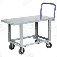 LITTLE GIANT Platform Truck: 2,000 lb, 60 in L x 30 in W x 35 1/2 in H Deck, Solid, 12 ga Deck, Std (MPN RNB-3060-6MR-AH). Key specifications — Side Panel Type: No Side Panels; Brand: LITTLE GIANT; Color: Gray; Caster/Wheel Configuration: (2) Rigid.