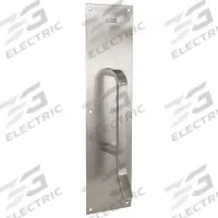 TRIMCO Door Pull Plate: 4 in Wd, 16 in Ht, Stainless Steel (MPN 1035-3.710CU). Key specifications — Color: Gray; Material: Copper Alloy; Operation Type: Hand Pull; Brand: TRIMCO.
