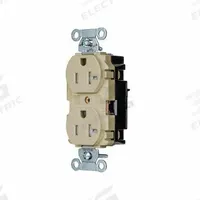HUBBELL Receptacle: Duplex, 5-20, Ivory, 125V AC, 20 A, 2 Pole / 3 Wire (MPN BR20STITR)