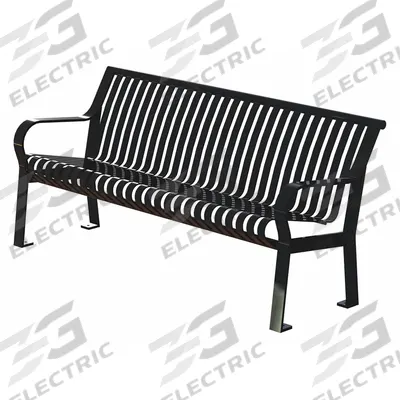 THOMAS STEELE Outdoor Bench: Carnival, 72 in Overall Lg, 32 in Overall Ht, Black, Black - Powder Coated Steel Benches