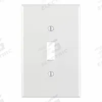 LEVITON Wall Plate: Toggle, 1 Gang, White, Midsize Size (MPN PJ1-W). Key specifications — Brand: LEVITON; Material: Nylon.