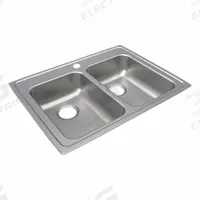 JUST MANUFACTURING Bowl Drop-In Sink: 29 in Overall Lg, 22 in Overall Wd, 5 1/2 in Bowl Dp, 2 Bowls (MPN DLADA2128A552-J). Key specifications — Brand: JUST MANUFACTURING; Color Family: Silver/Gray.
