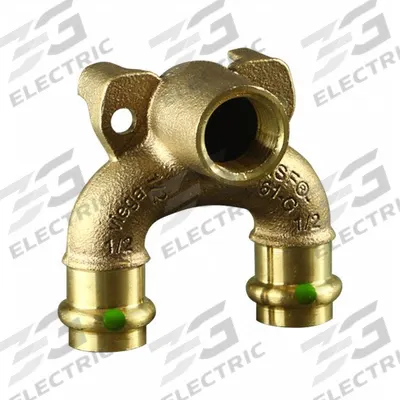 VIEGA PROPRESS Crimp Double Drop Elbow Fitting: 1 in CTS x 1 in CTS x 1/2 in Pipe size - Plumbing Copper & Bronze Press Tube Fittings