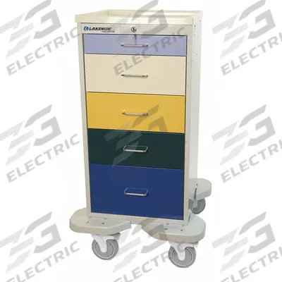 LAKESIDE Compact General Medical Supply Cart with Drawers: Steel - Compact General Medical Supply Carts with Drawers