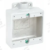 HUBBELL KILLARK Electrical Box: Iron, Square, 2 Gangs, 3/4 in Hub Size, 32 cu in Capacity, Gray (MPN 2FS-2M). Key specifications — Color: Gray; Brand: HUBBELL KILLARK.