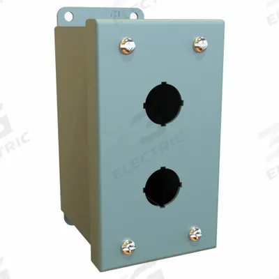 HAMMOND Push Button Enclosure: 22mm, 2 Holes, Carbon Steel - Enclosures for 22mm Operators