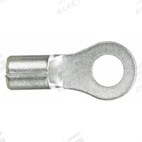 PANDUIT Ring Terminal: Bare, #6 Stud Size, 14 AWG to 10 AWG Wire Sizes, 2,000 V (MPN P10-6R-D). Key specifications — Brand: PANDUIT; Barrel Style: Serrated.