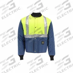REFRIGIWEAR Jacket: Jacket, Men's, 3XL, Lime/Navy, Regular, Insulated for Cold Conditions, 10°F (MPN 8225RNLM3XLL2). Key specifications — Brand: REFRIGIWEAR; Insulated for Cold Conditions: Yes; Color: Lime/Navy; Includes Hood: No; Style: Lightweight Work Jacket; Temperature Rating: 10°F; Collar Style: Knit; Includes Lining: No.