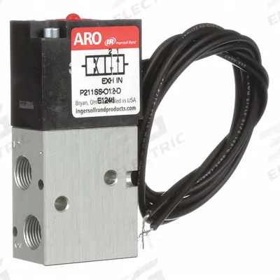ARO Solenoid Air Control Valve: Premair, Four-Way / Two-Position, 12V DC, 1/8 in Female NPT - ARO PremAir Series Solenoid-Operated Inline Air Control Valves