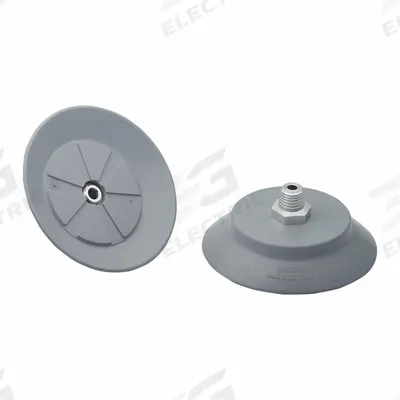SCHMALZ Vacuum Pad Assembly: 1/4 in NPT, 108 mm Pad Dia, NBR, 55 A, Gray - Flat Type Electronics Industry Vacuum Pad Assemblies