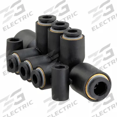 LEGRIS Push-Fit Tee Fitting: 10 mm OD x 6 mm OD x 6 mm OD Size, Polymer, 84 mm Overall Lg - Nylon & Nickel-Plated Brass Tube Fittings