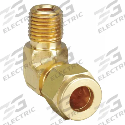 PARKER Compression Fitting Elbow: 5/8 in OD x 1/2 in Pipe Size, Compression x MNPT - Single-Ferrule Brass Compression Fittings
