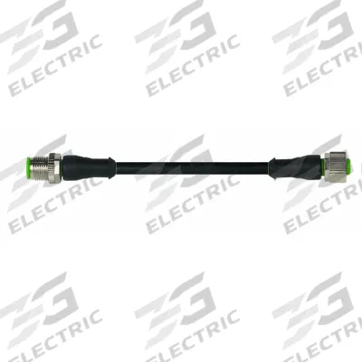 MURRELEKTRONIK Cordset: M12 Male Straight X M12 Female Straight, 4 Pins, Black, PUR - Double-Ended Cordsets with PUR Jacket for Twisting Applications