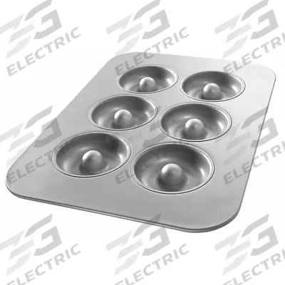 CHICAGO METALLIC Donut Pan: Aluminized Steel, 6 Slots, 11 1/8 in Overall Wd - Cupcake & Muffin Pans