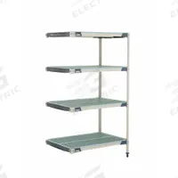 METRO Plastic Industrial Shelving: 24 in x 36 in, 62 in Overall Ht, 4 Shelves, Antimicrobial (MPN AX536GX3). Key specifications — Resistance Properties: Antimicrobial; Frame Material: 304 Stainless Steel; Shelving Material: 304 Stainless Steel; Brand: METRO.
